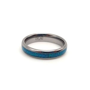 NIB Artisan Made Blue Opal and Tungsten Stackable Ring Wedding Engagement Band